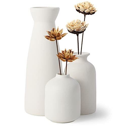 YEENAASY Ceramic vase Set of 3 Small Flower Vases for Rustic Home Decor Moder...